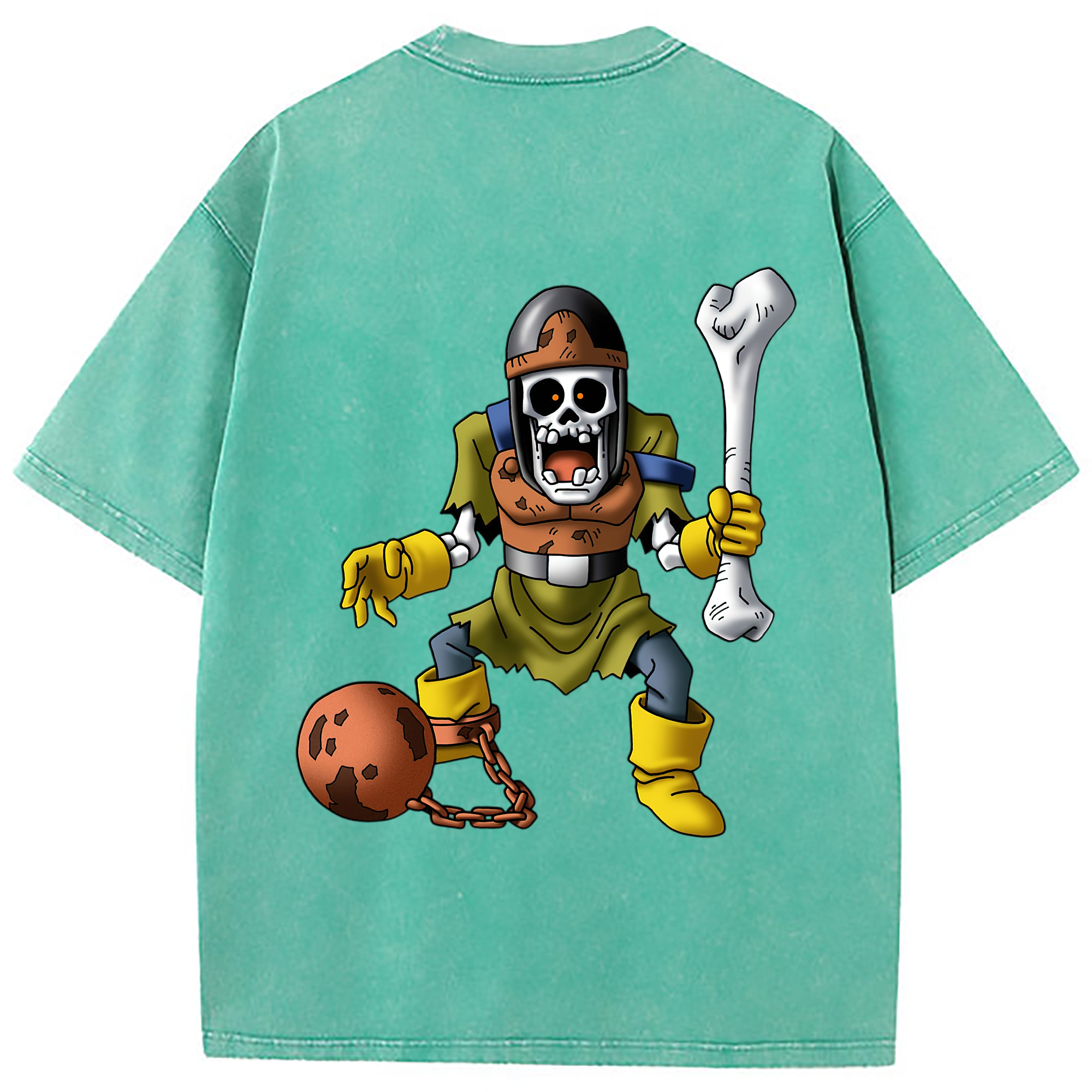 （画像用） ドラゴンクエスト Doragon Kuesuto Dragon Quest 綿100% ヴィンテージ風 半袖Tシャツ（背面プリント）